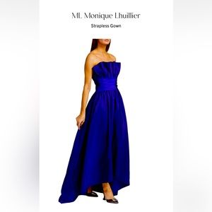 Monique Lhuillier strapless taffeta gown with ruffled bodice  size 8
